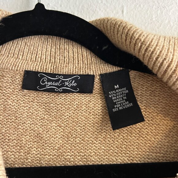 VINTAGE Crystal Kobe Ramie & Cotton Knit w/Christmas Cookie Appliqué Cardigan - Picture 8 of 12